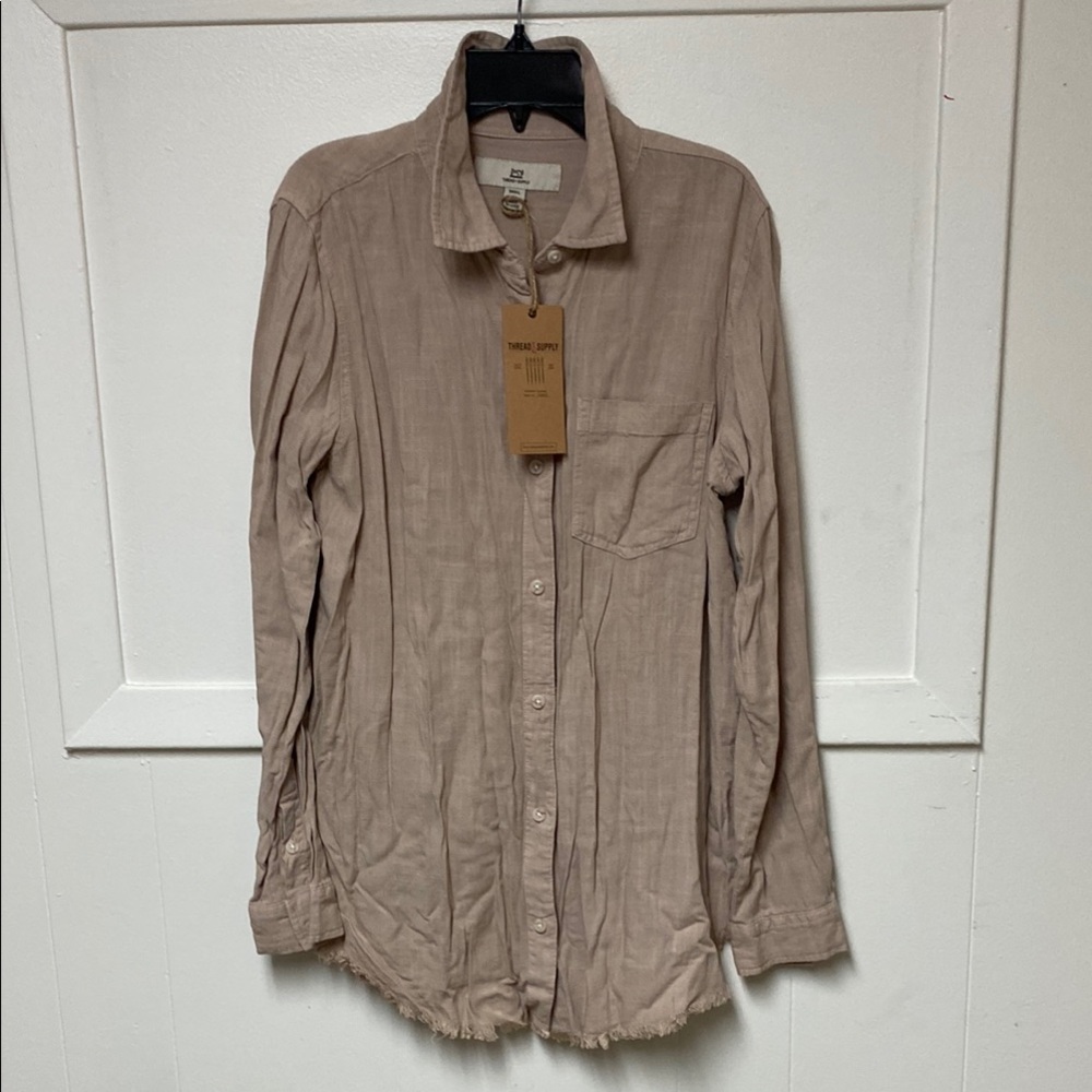 Thread&Supply Hand Sewn Quality Linen Blend Button Down Shirt New With Tags